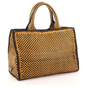 PRADA MADRAS LEATHER HANDBAG PURSE WITH STRAP NEW!